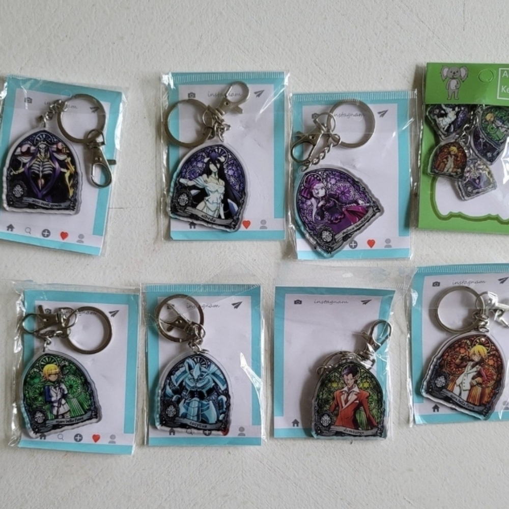 Overlord Keychains Lot of 8 Ainz‎ Ooal Gown Albedo Shalltear Mare Aura